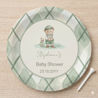 New to the Club Green Golfing Bear Baby Shower