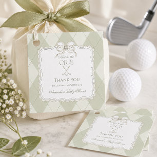 New To The Club Olive Green Golf Baby Shower Favor Tags