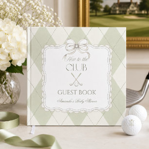 New To The Club Olive Green Golf Baby Shower Guest Book