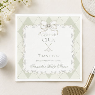 New To The Club Olive Green Golf Baby Shower Napkins