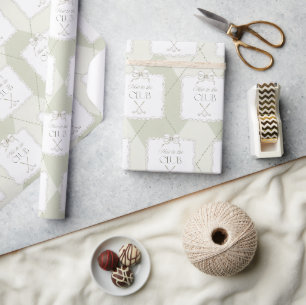 New To The Club Olive Green Golf Baby Shower Wrapping Paper