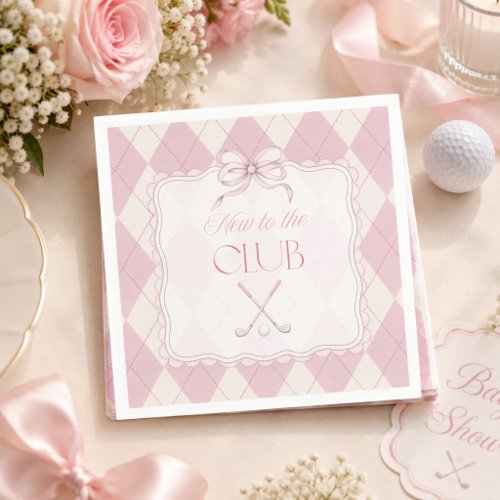 New to the Club Pink Girl Golf Baby Shower Decor Napkins