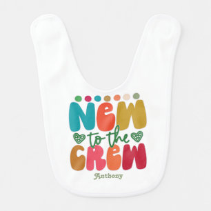 "New to the Crew" Retro Christmas Holiday Baby Bib