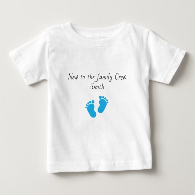 New to the family Crew Baby Personalized name Baby T-Shirt (Front)