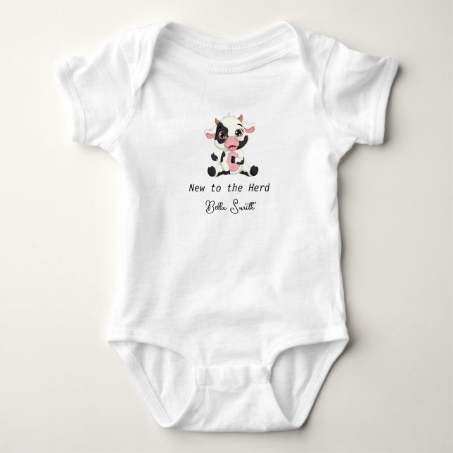 New to the Herd Baby Cow, Baby Gift   Baby Bodysuit (Front)