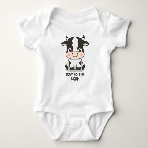 New to The Herd Cute Cow  Baby Bodysuit