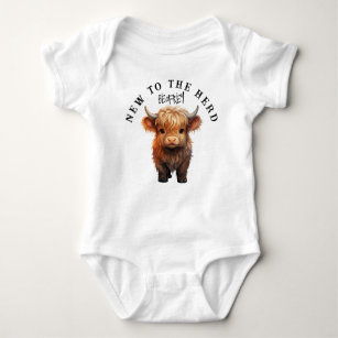 New to the Herd Highland Cow Baby Calf Baby Bodysuit