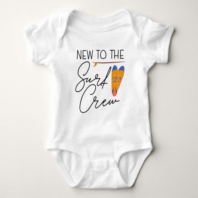 New to the Surf Crew - Cute Baby Surfing Baby Bodysuit (Front)