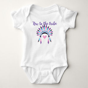 New To The Tribe Native American Purple Pink Baby Bodysuit