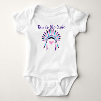New To The Tribe Native American Purple Pink Baby Bodysuit