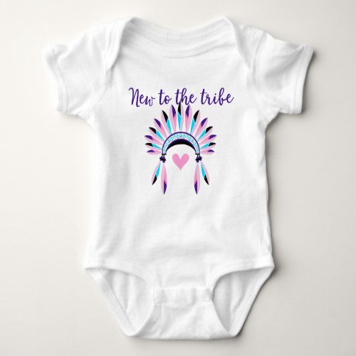 New To The Tribe Native American Purple Pink Baby Bodysuit