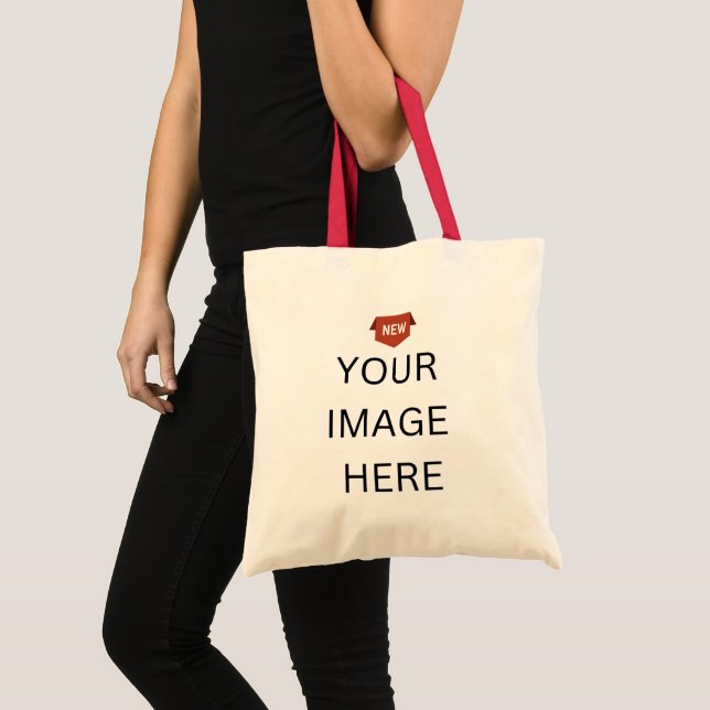 NEW! Tote Bag - Reusable - Red Handle - Custom (Front (Product))