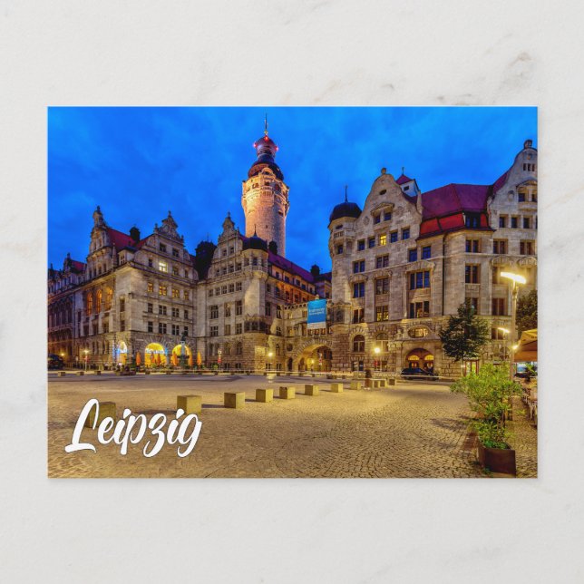 New Town Hall Town Square, Leipzig, Germany Postcard (Front)