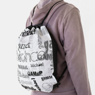 NEW! Trendy Named Wordcloud GAMER Drawstring Bag