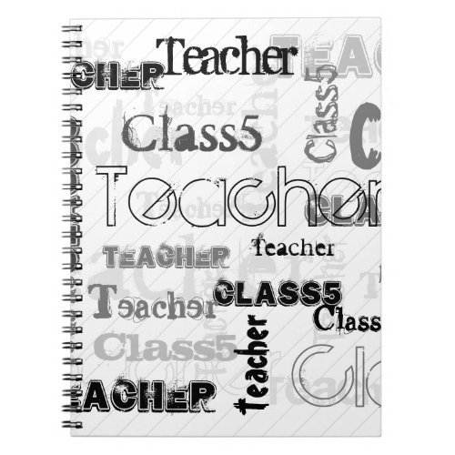 NEW Trendy Named Wordcloud TEACHER Class Gift Notebook