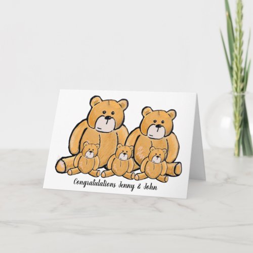 New triplets baby bear card