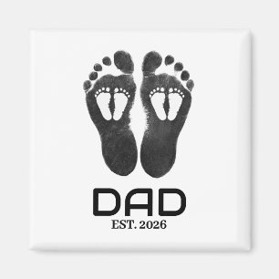 New Twin Dad Baby Footprints Est. Date Magnet