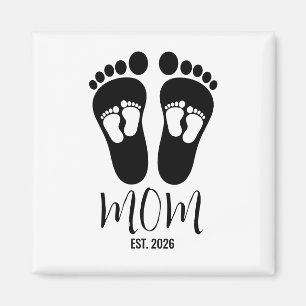 New Twin Mom Baby Footprints Script Est Date Magnet