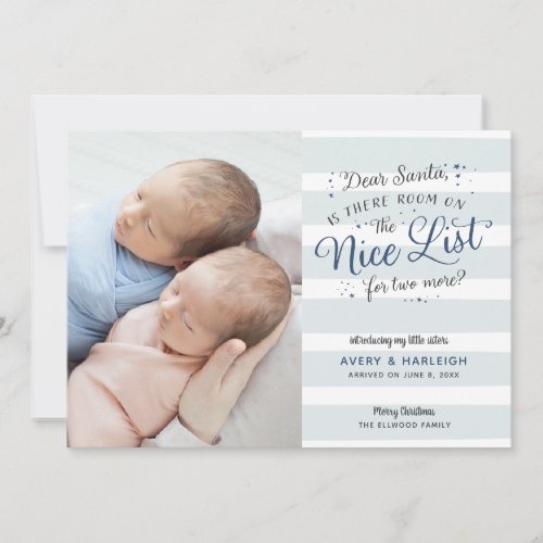 New Twins Christmas Birth Announcement