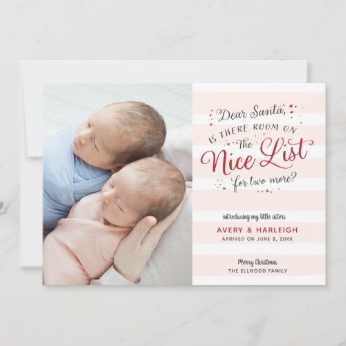 New Twins Christmas Birth Announcement