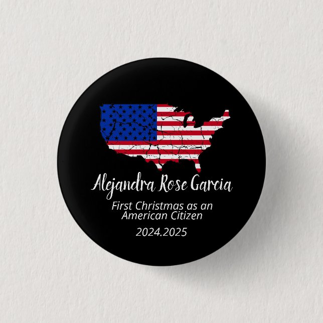 New U.S. Citizen – American Map Citizenship Day Button (Front)