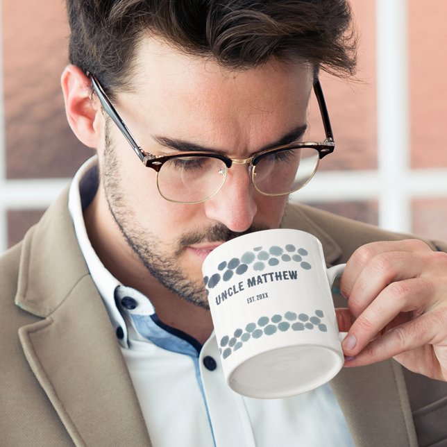 New Uncle Abstract Blue Polka Dots Personalized Coffee Mug (Creator Uploaded)