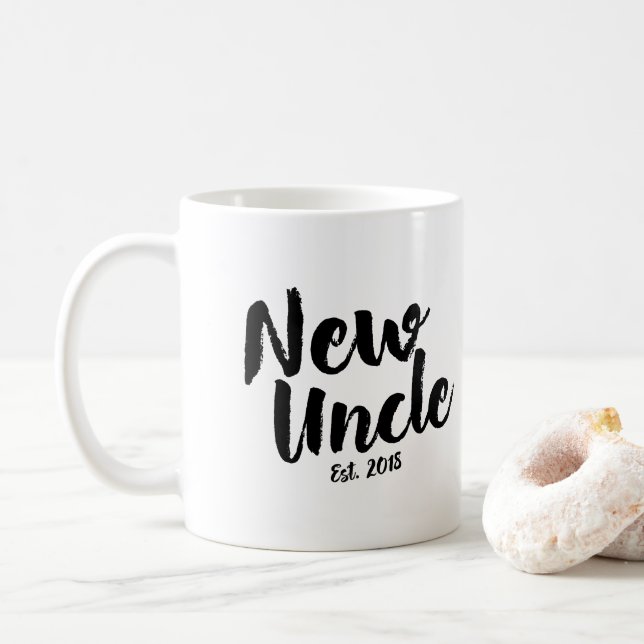 New Uncle Est. 2018, Future Uncle Gift Mug (With Donut)