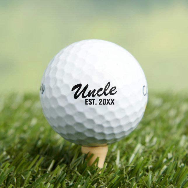 New Uncle Est. 2025 Personalized Baby Announcement Golf Balls (Insitu Tee)