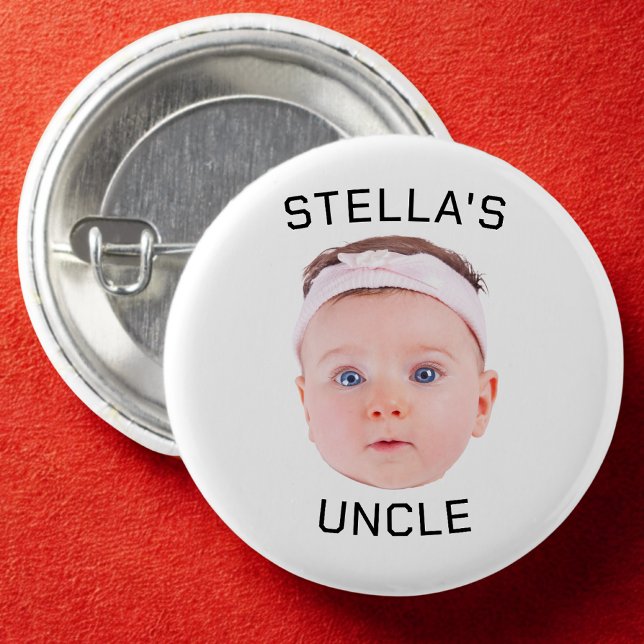 New Uncle Gift, Custom Baby Face Photo Gift Button (Creator Uploaded)