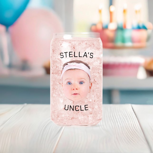 New Uncle Gift, Custom Baby Face Photo Gift Can Glass (Insitu (Baby Shower))