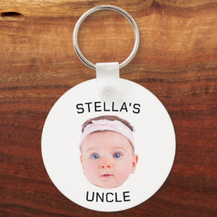 New Uncle Gift, Custom Baby Face Photo Gift Keychain
