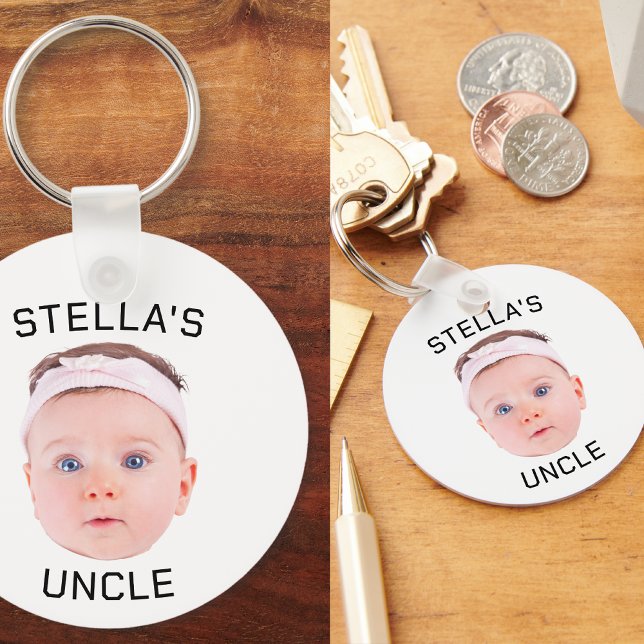 New Uncle Gift, Custom Baby Face Photo Gift Keychain (Creator Uploaded)