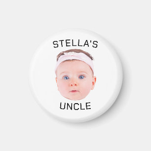 New Uncle Gift, Custom Baby Face Photo Gift Magnet