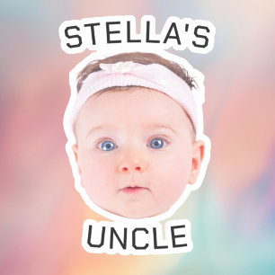 New Uncle Gift, Custom Baby Face Photo Gift Sticker