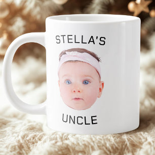 New Uncle Gift Mug, Custom Baby Face Photo Gift Giant Coffee Mug