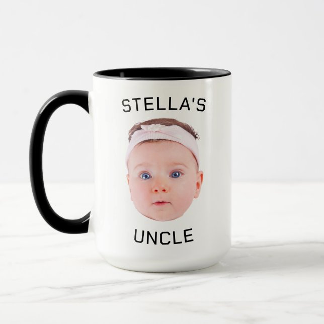 New Uncle Gift Mug, Custom Baby Face Photo Gift Mug (Left)