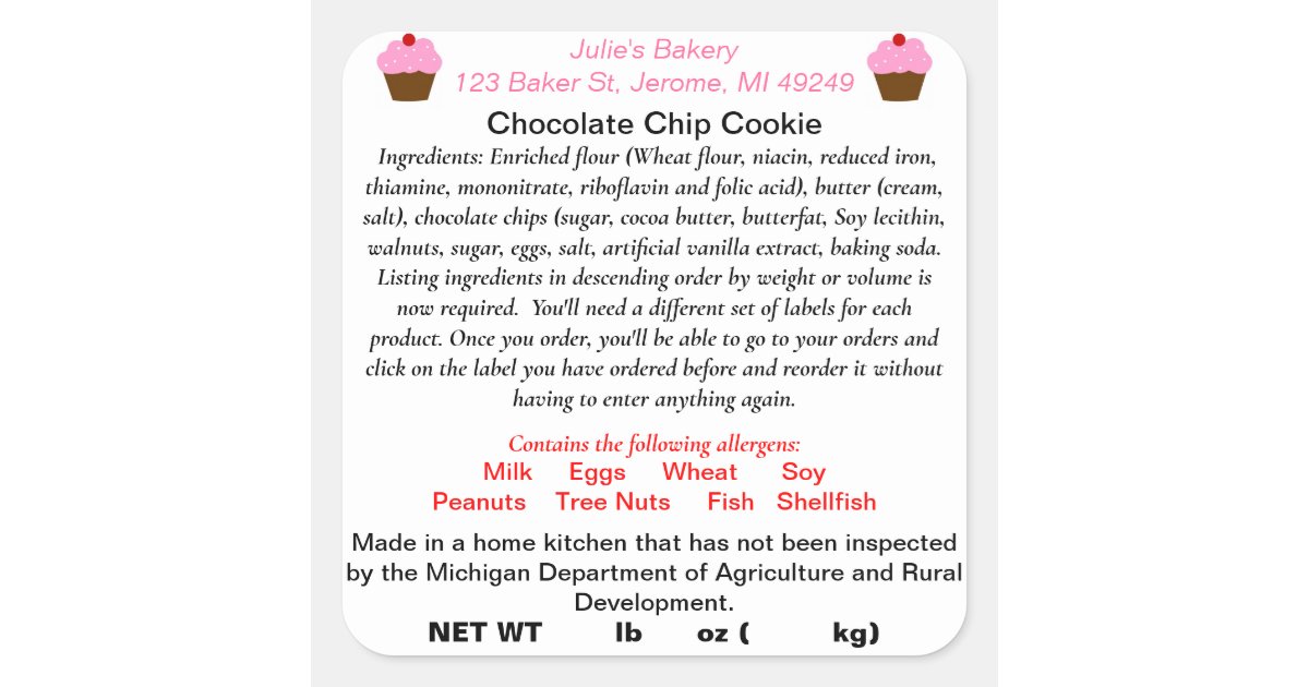 New Updated MICHIGAN Cottage Food Law Label Zazzle New updated michigan cottage food law label zazzle