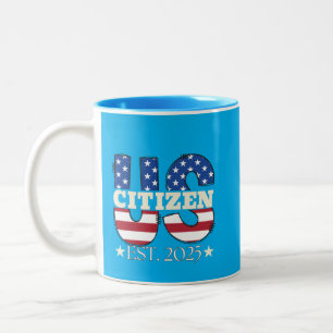 New US Citizen Est 2025 American Immigrant Citizen Two-Tone Coffee Mug