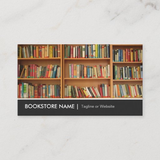 Customizable New Used Bookstore Library - Book Shelves Picture Business Cards