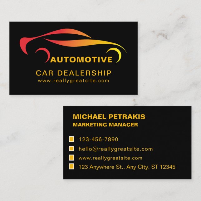 New & Used Car Sales - Auto Sales Double Side Business Card (Front/Back)