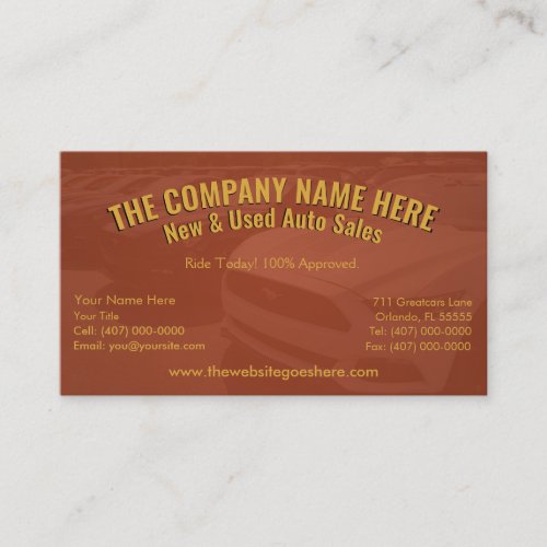 New  Used Car Sales _ Auto Sales Double Sided Bus Business Card