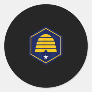 New Utah Flag - State Flag Of Ut Beehive Logo Retr Classic Round Sticker