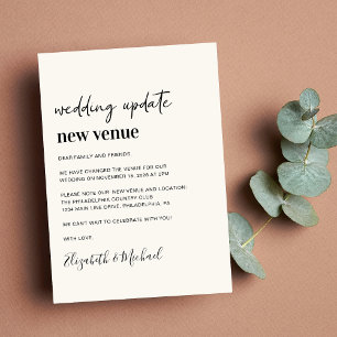 New Venue Cream Wedding Update Announcement