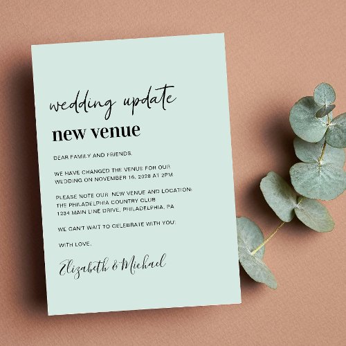 New Venue Mint Wedding Update Announcement