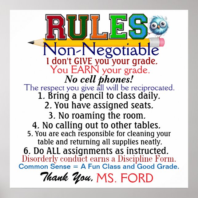 New Version School Teacher's Poster (Front)