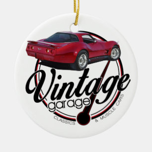 new vintage garage vette ceramic ornament