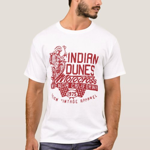 New Vintage Style Indian Dunes Motocross Mx car T_ T_Shirt