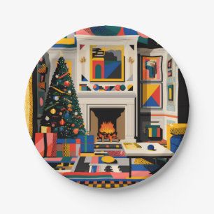 New Wave 1980s Pop Art Christmas Paper Plates