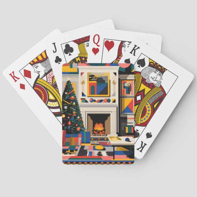 New Wave 1980s Pop Art Christmas Playing Cards (Back)