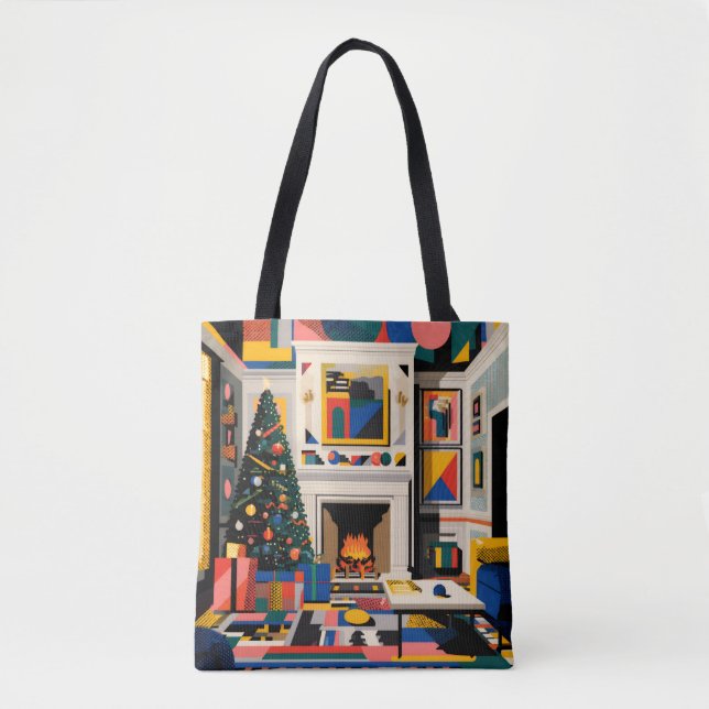 New Wave 1980s Pop Art Christmas Tote Bag (Front)